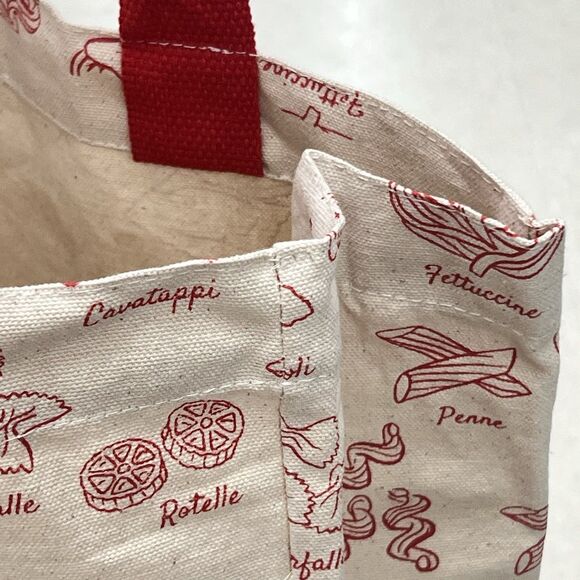 PASTA Cotton Canvas Tote Reusable Shopping Bag Red Cream Chef Gift Ecofriendly - Picture 16 of 17